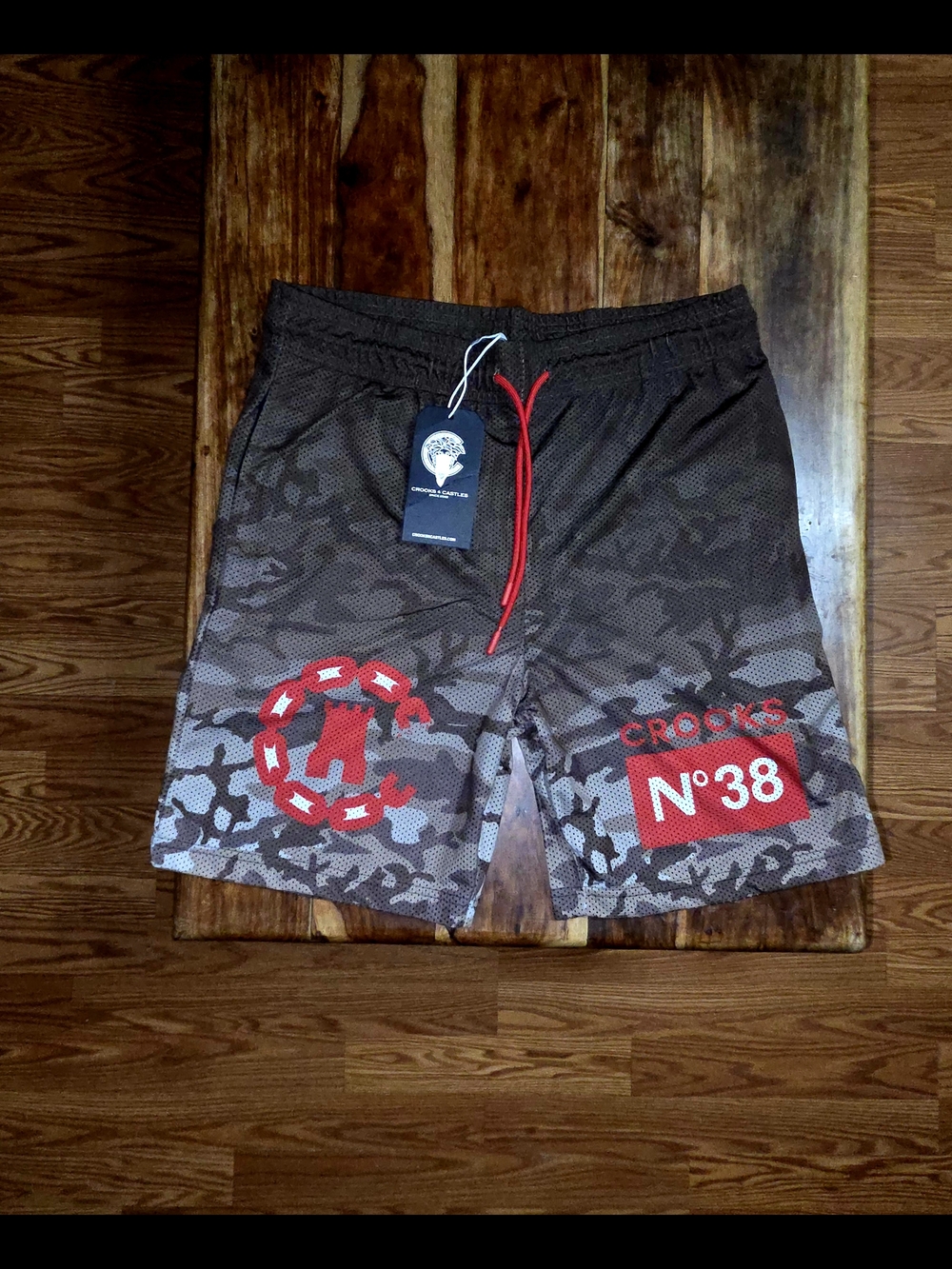 Crooks & Castles Men's Brown Camouflage Athletic Shorts